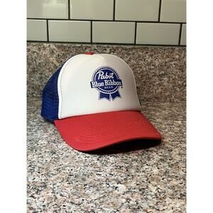 Pabst Blue Ribbon (PBR) 90's Authentic Vintage Blue Mesh Snapback Trucker Hat